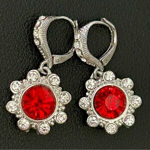 Y2K Red Rhinestone Halo Drop Earrings McBling Christmas Holiday 2000s